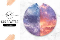 Round car coaster png design with sky and clouds Product Image 1