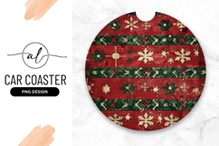 Round car coaster with christmas pattern png design Product Image 1