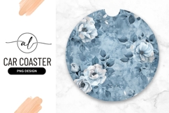 Blue floral round car coaster png design Product Image 1
