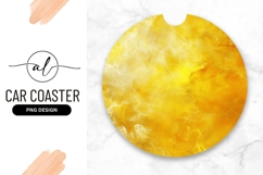 Round car coaster with abstract flame design Product Image 1