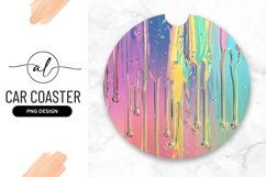 Round car coaster with colorful drip design Product Image 1