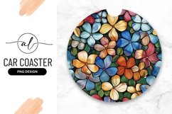Colorful floral round car coaster png design Product Image 1
