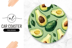 Avocado pattern round car coaster Product Image 1