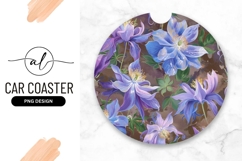 Blue floral round car coaster png design Product Image 1