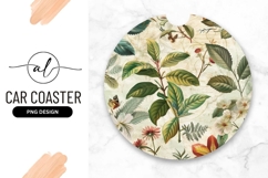 Botanical round car coaster png design Product Image 1