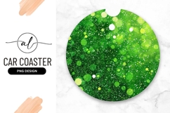 Green sparkle round car coaster png design Product Image 1