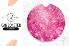 Vibrant pink background round car coaster Product Image 1