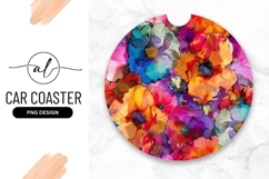 Colorful floral round car coaster png design Product Image 1