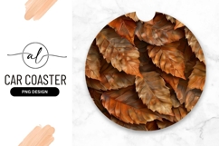 Round car coaster png design with autumn leaves Product Image 1