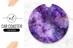 Purple floral round car coaster png design Product Image 1