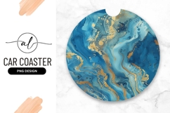 Round car coaster with blue marble design Product Image 1