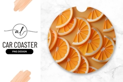 Bright orange slices round car coaster png design Product Image 1