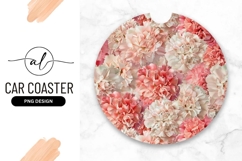 Round car coaster with floral design Product Image 1