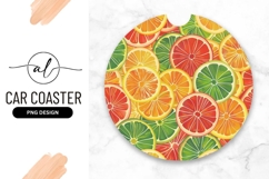 Vibrant citrus slices round car coaster png design Product Image 1
