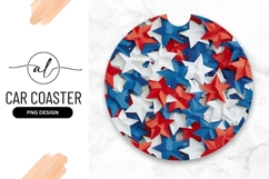 Round car coaster with patriotic star design Product Image 1