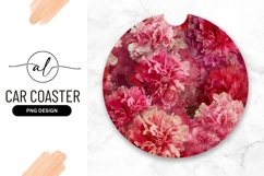 Round car coaster with floral design Product Image 1