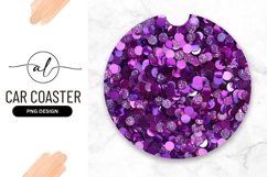 Round car coaster png design with sparkly purple and pink Product Image 1