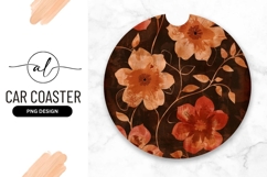 Round car coaster with floral design Product Image 1