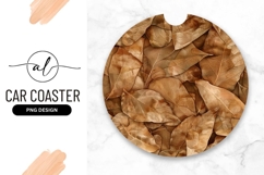 Round car coaster png design with autumn leaves Product Image 1