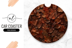 Round car coaster with autumn leaves design Product Image 1