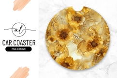Golden floral round car coaster png design Product Image 1