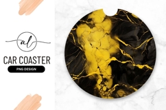 Abstract Black And Gold Round Car Coaster Product Image 1