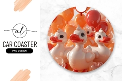Ducks Surrounded By Balloons Round Car Coaster Png Product Image 1