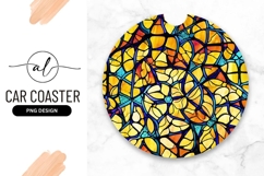 Decorative Yellow And Blue Stained Glass Round Product Image 1