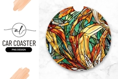 Floral Stained Glass Style Round Car Coaster Product Image 1