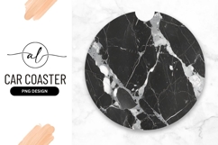 Black And White Marble Round Car Coaster Product Image 1
