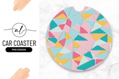 Colorful Geometric Triangle Pattern Round Car Coaster Product Image 1