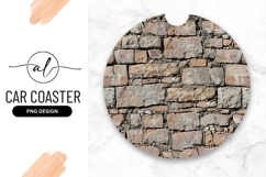 Stone Brick Wall Circular Round Car Coaster Png Product Image 1