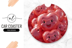Smiling Red Heart Round Car Coaster Png Product Image 1