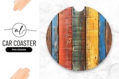 Rustic Painted Wood Round Car Coaster Png Product Image 1