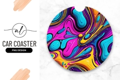 Colorful Abstract Swirl Round Car Coaster Png Product Image 1