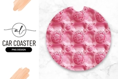 Pink Abstract Sphere Pattern For Round Car Coaster Product Image 1