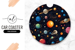 Colorful Planets In Space Round Car Coaster Png Product Image 1