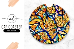 Floral Round Car Coaster Png Abstract Design Product Image 1