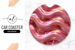 Pink Waves Glitter Round Car Coaster Png Product Image 1