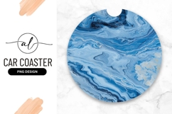 Blue Swirl Marble Round Car Coaster Png Product Image 1
