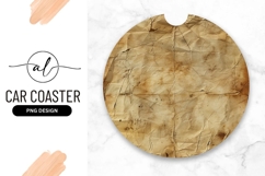 Vintage Wrinkled Paper Texture Round Car Coaster Product Image 1
