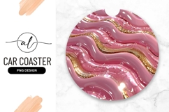 Abstract Pink And Gold Waves Round Product Image 1