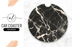 Black Marble Stone Round Car Coaster Png Product Image 1