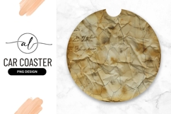 Vintage Crumpled Paper Round Car Coaster Png Product Image 1
