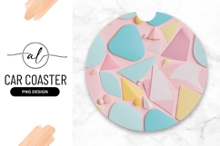 Pastel Geometric Shapes Arrangement Round Car Coaster Product Image 1