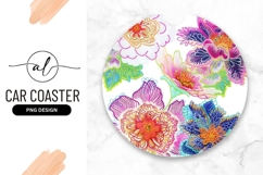 Colorful Ornamental Flowers For Round Car Coaster Product Image 1
