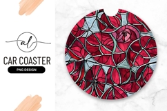 Floral Round Car Coaster Stained Glass Style Product Image 1