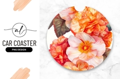 Floral Round Car Coaster Png Begonias Product Image 1