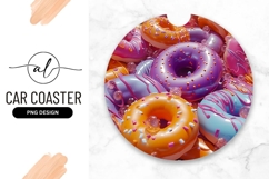 Colorful Donuts Background For Round Car Coaster Png Product Image 1