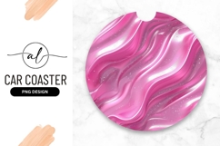 Pink Swirls with White Highlights Round Car Coaster Png Product Image 1